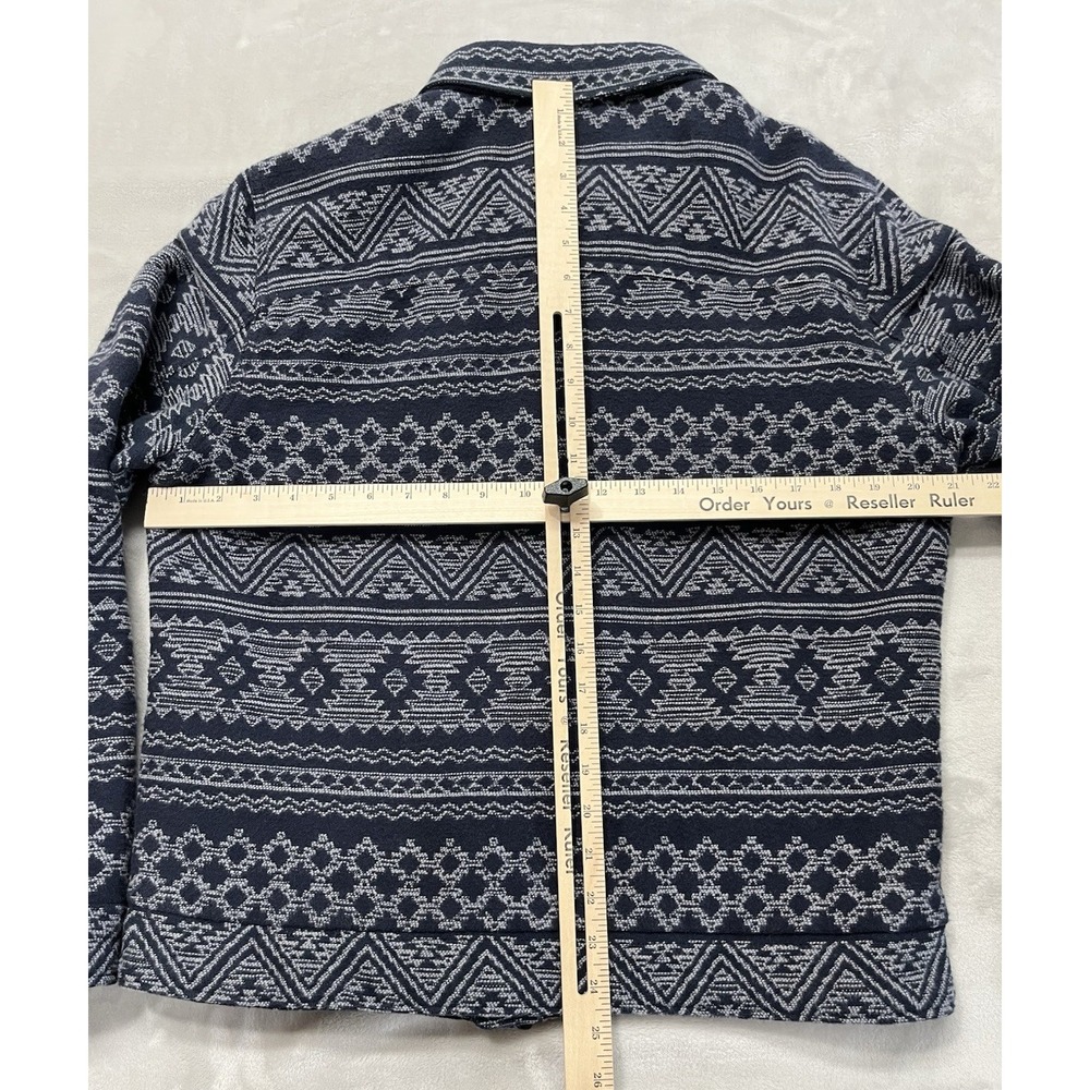 Sun + Stone Bomber Jacket Men Medium Navy Aztec Print Lined Flap Pocket Flannel - Picture 5 of 16